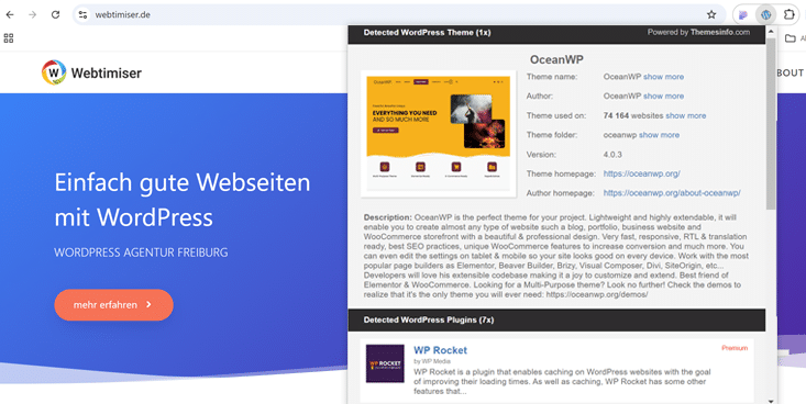 WordPress Theme herausfinden mit Chrome-Erweiterung